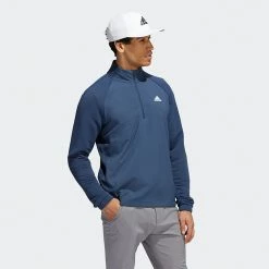 Adidas Statement 1/4 Zip Golf Sweater 12 Adidas Statement 1/4 Zip Golf Sweater -Putter Sales Adidas AW22 Fleece Quarter Zip Pullover HT1322 SWADI313 Crew Navy Model 1
