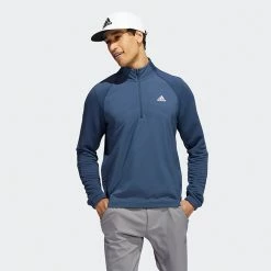 Adidas Statement 1/4 Zip Golf Sweater 15 Adidas Statement 1/4 Zip Golf Sweater -Putter Sales Adidas AW22 Fleece Quarter Zip Pullover HT1322 SWADI313 Crew Navy Model 4
