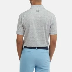 FootJoy Digital Camo FJ Print Lisle Golf Polo Shirt -Putter Sales FootJoy SS22 Digital Camo FJ Print Lisle Golf Polo Shirt Grey 88438 Front model 3