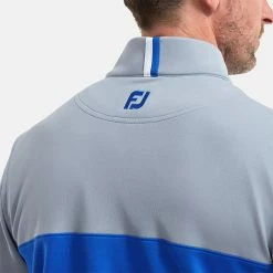 FootJoy Colour Blocked Chill-Out 1/2 Zip Golf Pullover -Putter Sales FootJoy SS22 Colour Blocked Chill Out 1 2 Zip Golf Sweater Dove Grey Royal 88403 model 2