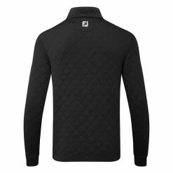 FootJoy Diamond Jacquard Chill-Out 1/4 Zip Golf Pullover -Putter Sales FootJoy SS22 Diamond Jacquard Chill Out 1 4 Zip Golf Sweater Black Grey 88451 Back