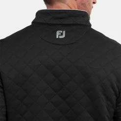 FootJoy Diamond Jacquard Chill-Out 1/4 Zip Golf Pullover -Putter Sales FootJoy SS22 Diamond Jacquard Chill Out 1 4 Zip Golf Sweater Black Grey 88451 model 2