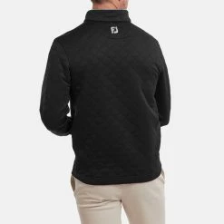 FootJoy Diamond Jacquard Chill-Out 1/4 Zip Golf Pullover -Putter Sales FootJoy SS22 Diamond Jacquard Chill Out 1 4 Zip Golf Sweater Black Grey 88451 model 3
