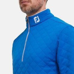 FootJoy Diamond Jacquard Chill-Out 1/4 Zip Golf Pullover -Putter Sales FootJoy SS22 Diamond Jacquard Chill Out 1 4 Zip Golf Sweater Cobalt White 88454 model 2