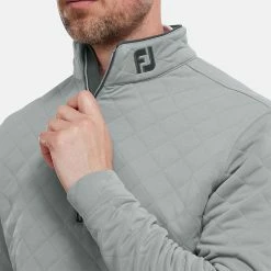 FootJoy Diamond Jacquard Chill-Out 1/4 Zip Golf Pullover -Putter Sales FootJoy SS22 Diamond Jacquard Chill Out 1 4 Zip Golf Sweater Grey Charcoal 88453 model 2