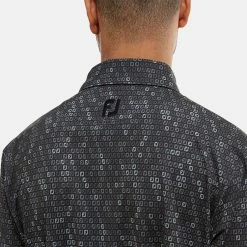 FootJoy Digital Camo FJ Print Lisle Golf Polo Shirt 10 FootJoy Digital Camo FJ Print Lisle Golf Polo Shirt -Putter Sales FootJoy SS22 Digital Camo FJ Print Lisle Golf Polo Shirt Black 88437 Model 2
