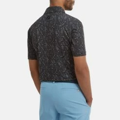 FootJoy Digital Camo FJ Print Lisle Golf Polo Shirt 11 FootJoy Digital Camo FJ Print Lisle Golf Polo Shirt -Putter Sales FootJoy SS22 Digital Camo FJ Print Lisle Golf Polo Shirt Black 88437 Model 3