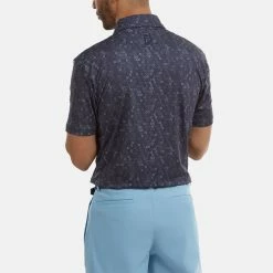 FootJoy Digital Camo FJ Print Lisle Golf Polo Shirt -Putter Sales FootJoy SS22 Digital Camo FJ Print Lisle Golf Polo Shirt Navy 88436 model 3