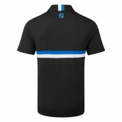 FootJoy Double Chest Band Pique Golf Polo Shirt -Putter Sales FootJoy SS22 Double Chest Band Pique Golf Polo Shirt Black Cobalt White 88441 Back