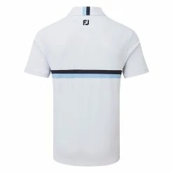 FootJoy Double Chest Band Pique Golf Polo Shirt -Putter Sales FootJoy SS22 Double Chest Band Pique Golf Polo Shirt White Navy Light Blue 88443 back