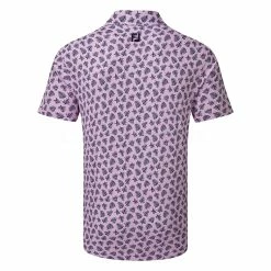FootJoy Shadow Palm Print Pique Golf Polo Shirt -Putter Sales FootJoy SS22 Shadow Palm Print Pique Golf Polo Shirt Lavender Navy 88373 Back