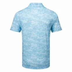 FootJoy Cloud Camo Lisle Golf Polo Shirt -Putter Sales FootJoy SS23 Cloud Camo Lisle Polo Shirt 80004 SHFOO238 S True Blue Back