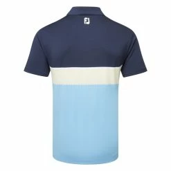 FootJoy Colour Theory Lisle Golf Polo Shirt -Putter Sales FootJoy SS23 Colour Theory Lisle Polo Shirt 80097 SHFOO242 S Navy White Almond True Blue Back