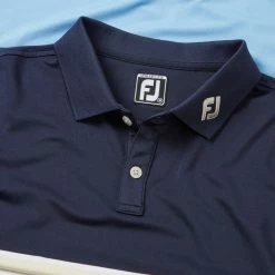 FootJoy Colour Theory Lisle Golf Polo Shirt -Putter Sales FootJoy SS23 Colour Theory Lisle Polo Shirt 80097 SHFOO242 S Navy White Almond True Blue Detail