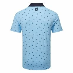 FootJoy Scattered Floral Pique Golf Polo Shirt -Putter Sales FootJoy SS23 Scattered Floral Pique Polo Shirt 80042 SHFOO231 S True Blue Navy Back