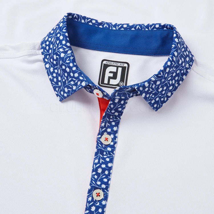 FootJoy Tossed Tulip Trim Pique Golf Polo Shirt 2 FootJoy Tossed Tulip Trim Pique Golf Polo Shirt - Image 2