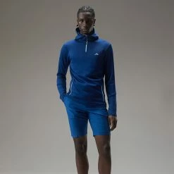 Jlindeberg J.Lindeberg Aerial 1/4 Zip Golf Hoodie -Putter Sales J.Lindeberg AW22 Aerial Quarter Hood GMJS07797 0337 SWLIN085 Navy PeonyAiry Blue Model 1
