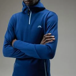 Jlindeberg J.Lindeberg Aerial 1/4 Zip Golf Hoodie -Putter Sales J.Lindeberg AW22 Aerial Quarter Hood GMJS07797 0337 SWLIN085 Navy PeonyAiry Blue Model 2