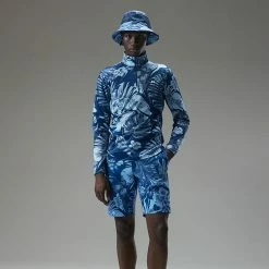 Jlindeberg J.Lindeberg Emanuel Print 1/4 Zip Golf Sweater -Putter Sales J.Lindeberg AW22 Emanuel Print Mid Layer GMJS07417 0470 SWLIN088 Hibiscus BlueNavy PeonyWhite Model 1