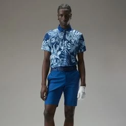 Jlindeberg J.Lindeberg Martin Print Golf Polo Shirt -Putter Sales J.Lindeberg Martin Print Regular Fit Polo GMJT07413 0470 SHLIN150 Hibiscus BlueWhite Model 1