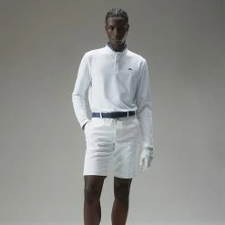 Jlindeberg J.Lindeberg Tyson Long Sleeve Golf Polo Shirt -Putter Sales J.Lindeberg Tyson LS Reg Fit Polo GMJT07801 0000 SHLIN154 WhiteNavy Peony Model 1