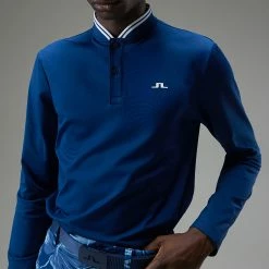 Jlindeberg J.Lindeberg Tyson Long Sleeve Golf Polo Shirt 10 Jlindeberg J.Lindeberg Tyson Long Sleeve Golf Polo Shirt -Putter Sales J.Lindeberg Tyson LS Reg Fit Polo GMJT07801 0337 SHLIN153 Navy PeonyWhite Model 2