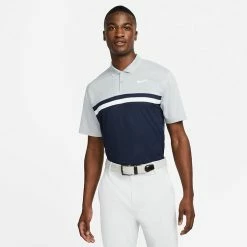 Nike Dry Victory Colourblock Golf Polo Shirt -Putter Sales Nike SS22 Dry Victory Colourblock Golf Polo Shirt DH0845 077 M Smoke Grey Obsidian White model 1