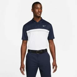 Nike Dry Victory Colourblock Golf Polo Shirt -Putter Sales Nike SS22 Dry Victory Colourblock Golf Polo Shirt DH0845 451 M Obsidian White Smoke Grey Model 1