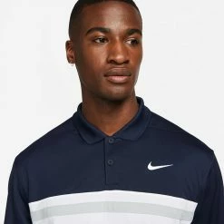 Nike Dry Victory Colourblock Golf Polo Shirt -Putter Sales Nike SS22 Dry Victory Colourblock Golf Polo Shirt DH0845 451 M Obsidian White Smoke Grey Model 2