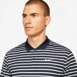 Nike Dry Victory Stripe Golf Polo Shirt -Putter Sales Nike SS22 Dry Victory Stripe Golf Polo Shirt DH0829 451 M Obsidian White model 2
