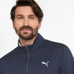 Puma Gamer Colour Block 1/4 Zip Golf Popover -Putter Sales PUMA SS22 Gamer Colorblock 1 4 Zip Sweater Code 532985 02 SWPUM236 M Navy Blazer Bright White Model 2