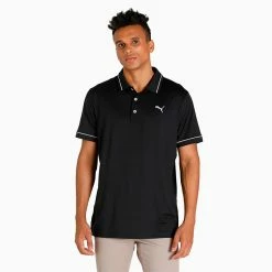 Puma Cloudspun Monarch Golf Polo Shirt -Putter Sales Puma AW22 Cloudspun Monarch Polo 530991 01 SHPUM642 Black Heather High Rise Model 1