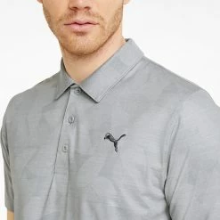 Puma Cloudspun Leaflet Golf Polo Shirt 10 Puma Cloudspun Leaflet Golf Polo Shirt -Putter Sales Puma SS22 Cloudspun Leaflet Polo 535445 01 SHPUM652 Quiet Shade Heather Model 2