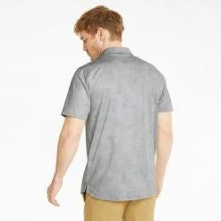 Puma Cloudspun Leaflet Golf Polo Shirt 11 Puma Cloudspun Leaflet Golf Polo Shirt -Putter Sales Puma SS22 Cloudspun Leaflet Polo 535445 01 SHPUM652 Quiet Shade Heather Model 3
