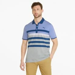 Puma MATTR One Way Golf Polo Shirt 9 Puma MATTR One Way Golf Polo Shirt -Putter Sales Puma SS22 Mattr One Way Polo 599115 25 SHPUM650 Lavendar Pop Blazing Blue Model 1