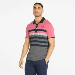 Puma MATTR One Way Golf Polo Shirt 9 Puma MATTR One Way Golf Polo Shirt -Putter Sales Puma SS22 Mattr One Way Polo 599115 26 SHPUM651 Sunset Pink Navy Blazer Model 1