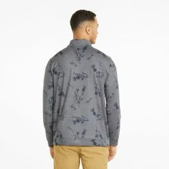 Puma Cloudspun Lowlands 1/4 Zip Golf Popover -Putter Sales Puma Cloudspun Lowlands 1 4 Zip Golf Popover Quiet Shade Heather 537067 02 SWPUM258 Model 3
