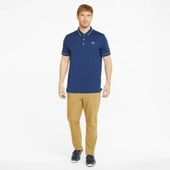 Puma Cloudspun Monarch Golf Polo Shirt -Putter Sales Puma Cloudspun Monarch Golf Polo Shirt Blazing Blue Heather High Rise 530991 24 SHPUM644 Model 2