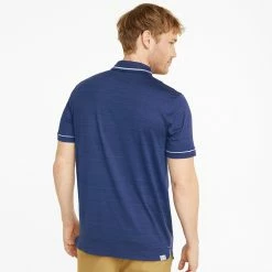 Puma Cloudspun Monarch Golf Polo Shirt -Putter Sales Puma Cloudspun Monarch Golf Polo Shirt Blazing Blue Heather High Rise 530991 24 SHPUM644 Model 3