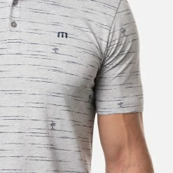 TravisMathew Draggin Anchor Golf Polo Shirt -Putter Sales Travis Mathew SS21 Draggin Anchor Golf Polo Shirt 1MW108 Code SHTRA052 Heather Light Grey Model 2