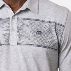 TravisMathew Make Camp Golf Polo Shirt -Putter Sales Travis Mathew SS21 Make Camp Golf Polo Shirt 1MW145 Code SHTRA048 Heather Light Grey Model 2