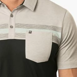 TravisMathew Salad Days Golf Polo Shirt 10 TravisMathew Salad Days Golf Polo Shirt -Putter Sales Travis Mathew SS21 Salad Days Golf Polo Shirt 1MW110 SHTRA056 S Heather Light Grey Model 2