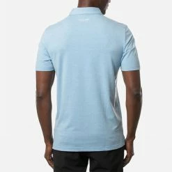 TravisMathew The Heater Golf Polo Shirt Black 11 TravisMathew The Heater Golf Polo Shirt Black -Putter Sales Travis Mathew SS21 The Heater Golf Polo Shirt 1MW395 Code SHTRA040 M Heather Heritage Blue Model 3