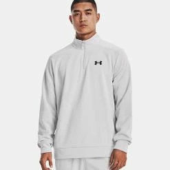 Underarmour Under Armour Fleece 1/4 Zip Golf Sweater -Putter Sales Under Armour AW22 1 4 Zip Sweater 1373358 014 SWUND173 XL Halo Gray Black Model 1