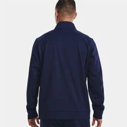 Underarmour Under Armour Fleece 1/4 Zip Golf Sweater -Putter Sales Under Armour AW22 1 4 Zip Sweater 1373358 410 SWUND174 XXL Midnight Navy Black Model 3