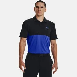 Underarmour Under Armour Performance Blocked Golf Polo Shirt -Putter Sales Under Armour AW22 Performance Blocked Polo Shirt 1370109 002 SHUND294 XXXL Black Versa Blue Versa Blue Model 1
