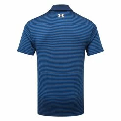 Underarmour Under Armour Playoff 2.0 Hollen Stripe Golf Polo Shirt -Putter Sales Under Armour AW22 Playoff 2.0 Hollen Stripe Polo Shirt 1327037 495 SHUND297 XL Academy Petrol Blue Afterglow Back