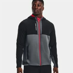 Underarmour Under Armour Storm Daytona Full Zip Hoodie -Putter Sales Under Armour AW22 Storm Daytona Full Zip Sweater 1373412 012 SWUND184 Pitch Gray Black Reflective Model 1