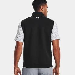Underarmour Under Armour Storm Daytona 1/2 Zip Golf Vest -Putter Sales Under Armour AW22 Storm Daytona Vest Wind Top 1373408 001 WTUND090 Black Black Reflective Model 3