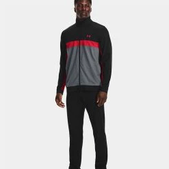 Underarmour Under Armour Storm Full Zip Golf Jacket -Putter Sales Under Armour AW22 Storm Midlayer Full Zip Sweater 1370123 005 SWUND181 Black Pitch Gray Radio Red Model 1